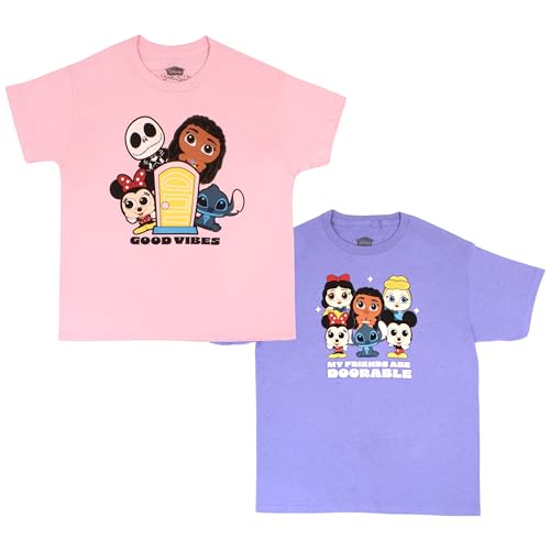 Disney Doorables Mickey Mouse Minnie Mouse Lilo and Stitch Girls Graphic Tees Short Sleeve T Shirts 2 Pack Girls Clothing
