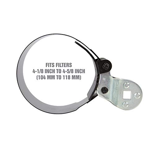 Oemtools 25231 4-1/8” To 4-5/8” Heavy Duty Truck Oil Filter Wrench, Oil Filter Strap Wrench Heavy Duty, 1/2" Drive, 104Mm To 118Mm #TOP1