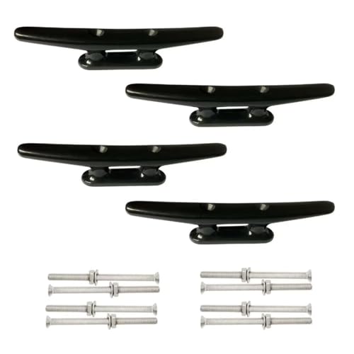 ISURE MARINE 4 Pack Boat Cleat Black Nylon Dock Cleat Kayak Cleat,4/6/8 inch with Fasteners