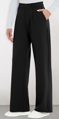 AVAMO Stretchy Work Pants Slacks for Women Wide Leg Dress Pants Pull On Business Casual Pants Trousers with Pockets2