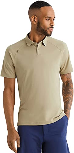 Rhone Men s Delta Pique Polo, Breathable and Cooling Stretch Fabric, Quick-Dry, Goldfusion Anti-Odor Technology (Coconut Husk, Medium)