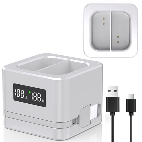 Doppel-Ladestation für Ring, Akku-Ladegerät mit digitalem LED-Display, kompatibel mit Ring Video Doorbell 2/3/4/3 Plus/Spotlight Cam, USB Typ-C, mehrere Ladeoptionen