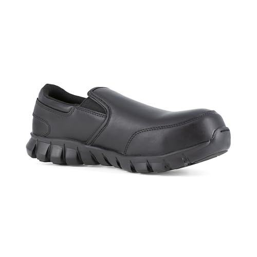 Image of Reebok Work Mens Sublite Cushion Composite Toe ESD Slip On Work Safety Shoes Casual - Black