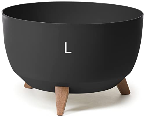Pot de fleurs avec pieds en plastique, bol rond avec insert, couleur noir, H : 25 cm, D : 40 cm, L Cover