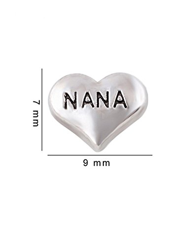 Silver NANA Heart Floating Charm