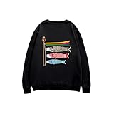 [NBKING] 鯉のぼり 和風 和柄 メンズ トレーナー スウェット 長袖 プルオーバー ゆったり カジュアル 丸首 冬服 春服 トップス おしゃれ パーカー S