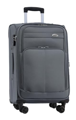 BEIBYE Leichter Stoffkoffer Kofferset Trolley Außentaschen Dehungsfuge mehr Stauraum mit Zahlenschloss (Grau, XL-Großer Koffer-74cm)