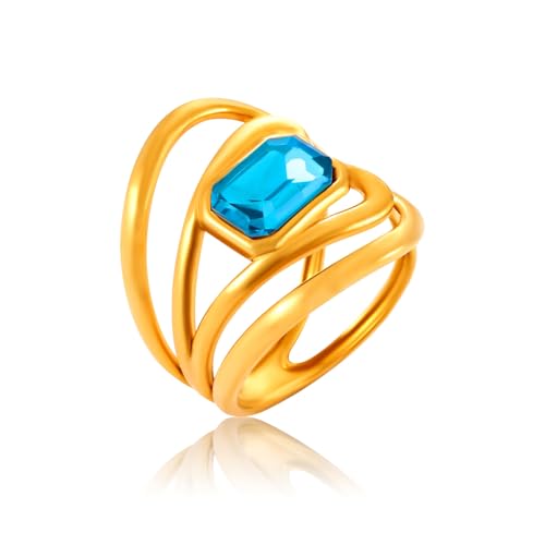 18K-Gold-Ring-Elegant-Heart-Cocktail-Rings-for-Women-Non-Tarnish-Adjustable-and-Stackable-Diamond-Studded-Finger-Ring-in-Gift-Box