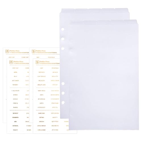 KENASTA A5 システム手帳 インデックス仕切り 5山 6穴 プラスチック製 インデックスカード ラベル付き バインダー メモ帳 オフィス文具 整理用 文房具 21 x 14.2cm (透明*2セット)