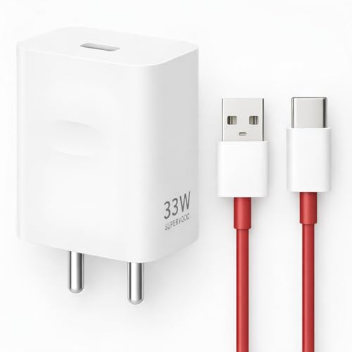 Image of 33W SuperVOOC Charger with Type-C Cable | Ultra-Fast Charging for OnePlus, Realme & Oppo | Supports Warp, Dart, Dash & SuperDart (Charger + Cable Combo)