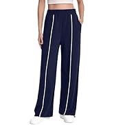 HaHaHappy Womens Sweatpants Loose Casual Elastic High Waisted Sweat Pants Straight Leg Athletic Pants With Pockets Dark Blue M