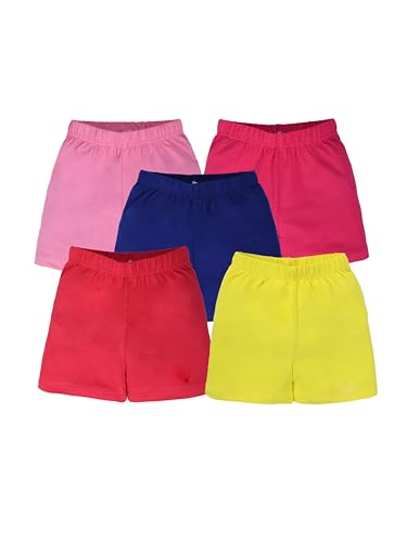 Image of KiddoPanti Girls Cycling Shorts Pack of 3 | Soft & Stretchy Cotton Spandex | Comfortable Fit with Elastic Waistband | Solid Colors Half Tights for Girls Inners