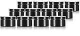 Black PET Plastic (BPA Free) Refillable Low Profile Jar - 4 oz (12 Pack) + Spatulas and Labels
