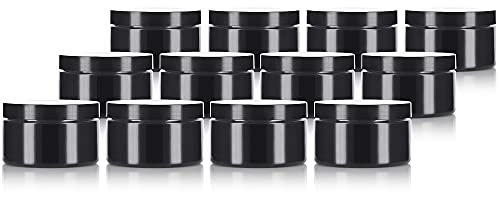 low profile jar - Black PET Plastic (BPA Free) Refillable Low Profile Jar - 4 oz (12 Pack)