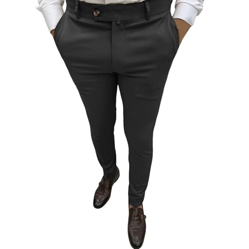 Mens Dress Pants Slim Fit Skinny Tapered Suit Pants Casual Stretch Business Trousers