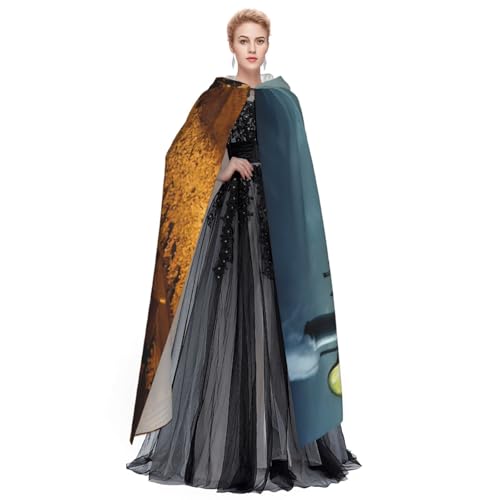 Cape à capuche médiévale train 140 cm pour cosplay et carnaval - 4