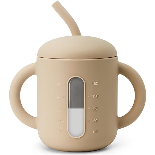 Image of SAMiGO Silicone Sippy Cup, Baby Straw Cup for 6 12 18 Months, Sippy Cup with Straw for Toddlers 1-3 Years, Baby Water Cup for Drinking and Training, 6 oz