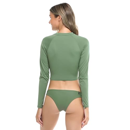 Body Glove Women's Standard Let It Be Long Sleeve Crop Top Rashguard with UPF 50+3