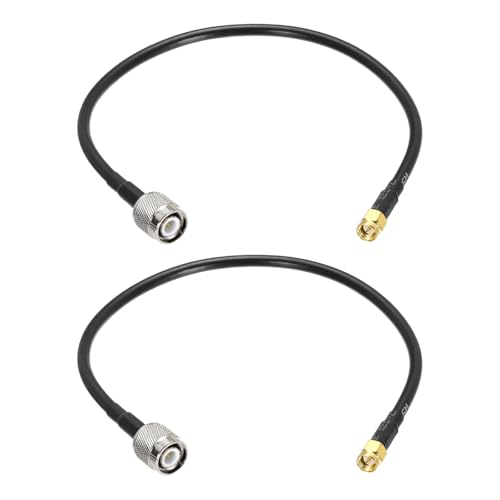 QUARKZMAN 2PCS Cable Coaxial RG58 1ft/0.3 M, Conector SMA Macho a TNC Macho Cable Coaxial 50 Ohm Pérdida Baja para Radio CB, Antena GPS, Radios Wi Fi, Dispositivos RF
