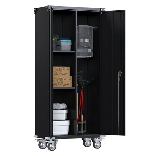 SUPEER Metall Besenschrank, Putzmittelschrank, Mehrzweckschrank,...