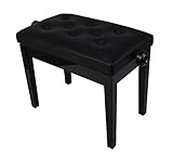 JKJZSALJ Leder-Klavierbank, Klavierhocker, 1 Person, Holz, verdickt, höhenverstellbar, gepolstert, Klavierbank, elektronischer Klavierhocker, schwarzer Klavierhocker