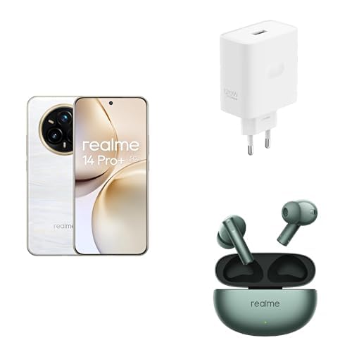realme 14 Pro+ 5G 256GB 8GB Pearl White + 120W Power Adapter+Air 6 Green