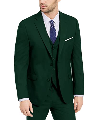 Image of Furuyal Men's Suits 3 Piece Slim Fit Suit Set,Two Button Wedding Business Tuxedo Solid Blazer Jacket Vest Pants with Tie