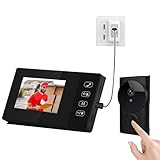 Vídeo Porteiro com Monofone, Vídeo Interfone IP44 à prova de água, tela IPS de 4.3 polegadas, áudio bidireccional, visão noturna, não é necessário WiFi
