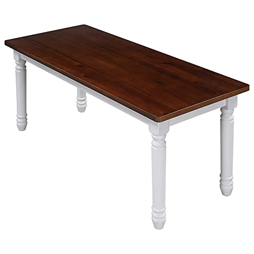 Knocbel Farmhouse Rectangular Dining Bench, Kitchen Dining Room Furniture, 250Lbs Weight Capacity, 38" L X 16" W X 17.7" H (Cherry And White) #TOP12