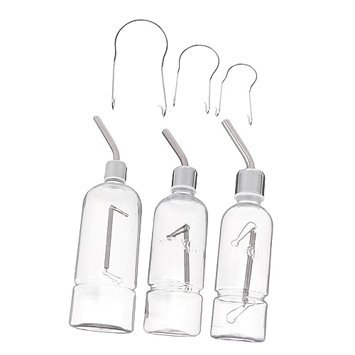 BESTonZON 3pcs Pet Stainless Steel Drinking Fountain Automatic Water Bottle for Cage Squirrel Water Bottle