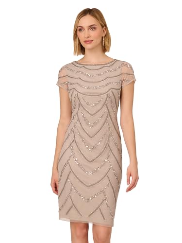 Image of Adrianna Papell Womens Beaded Cocktail Dress