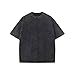 Bobeutou Oversized Vintage Acid Wash Tshirt for Men Cotton Solid T Shirt Streetwear Basic Tees Casual Baggy Loose Shirts Tops (Black,XL,X-Large)