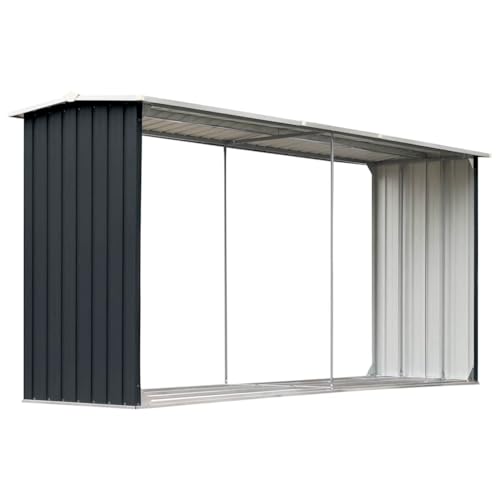 vidaXL Abri de Stockage à Bois Abri de Chauffage de Bois Abri de Jardin Rangement Extérieur Durable Acier Galvanisé 330x92x153 cm Anthracite