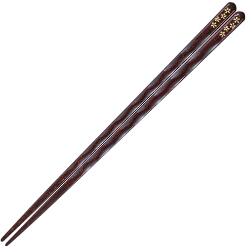 サンライフ 「 金紋 」 箸 大人 長い 食洗機対応 つまみやすい 先角 光華 茶 23cm 日本製 H-06795