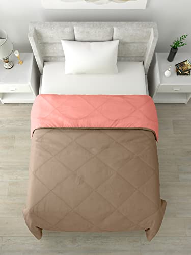 Image of Clasiko Reversible Single Bed Comforter; 60x90 Inches; 200GSM; Candy Peach & Taupe