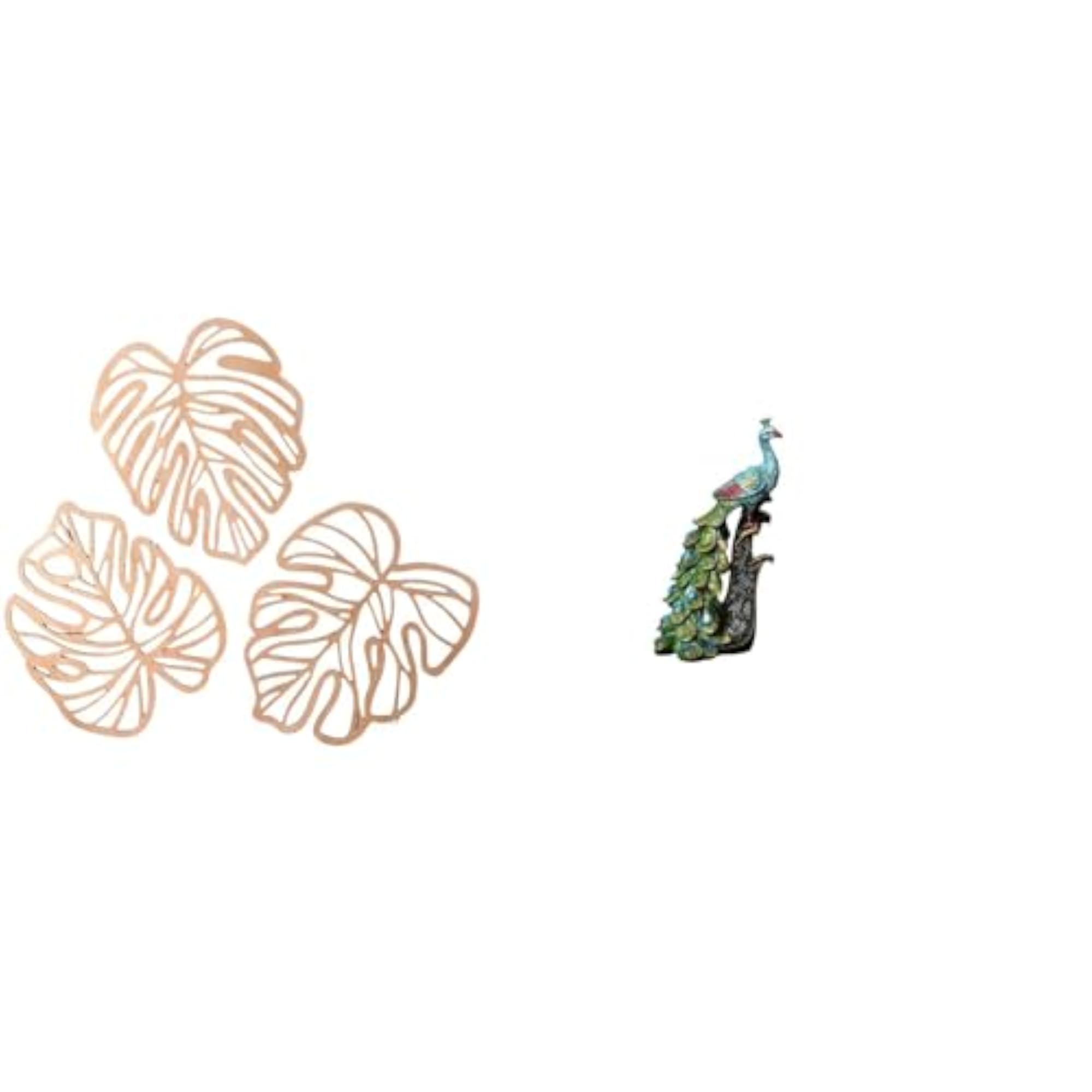 Tropical Palm Peacock Leaves Wooden Wall Art Sculpture