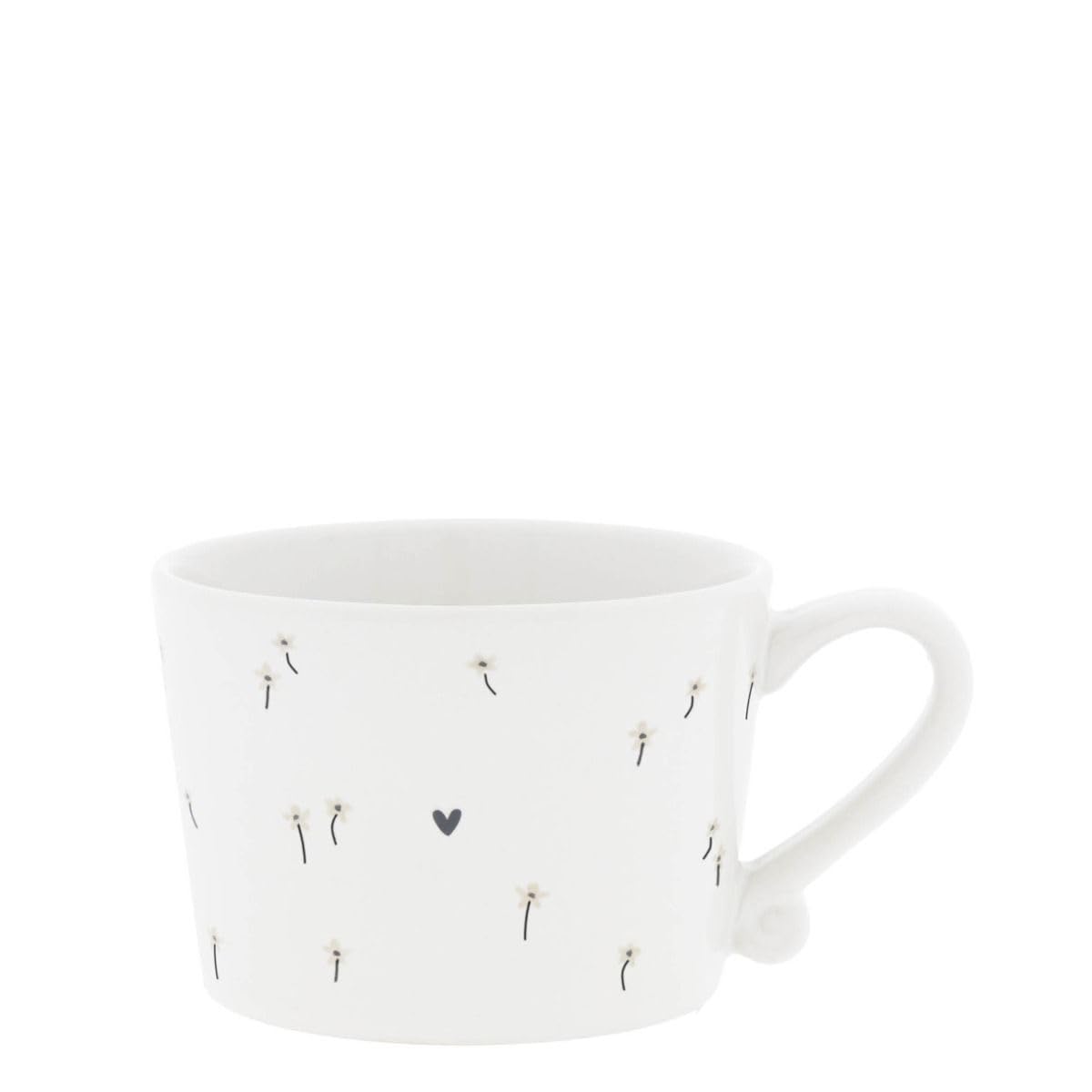 Bastion Collections Set di 6 tazze in ceramica con margherite, 200 ml, colore: bianco e beige