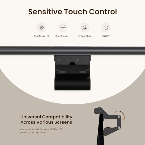 Image of YEELIGHT Monitor Light Bar, Computer Monitor Lamp for Home Office Gaming, 250LM No Glare Eye-Care LED Screen Bar, Touch Control USB Reading Desk Lamp with Stepless Dimming for Flat & Curved Monitor