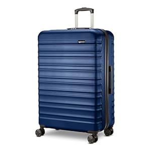 Amazon Basics Handbagage, hard shell, ABS, met 4 wieltjes, koffer, 68 cm, marineblauw