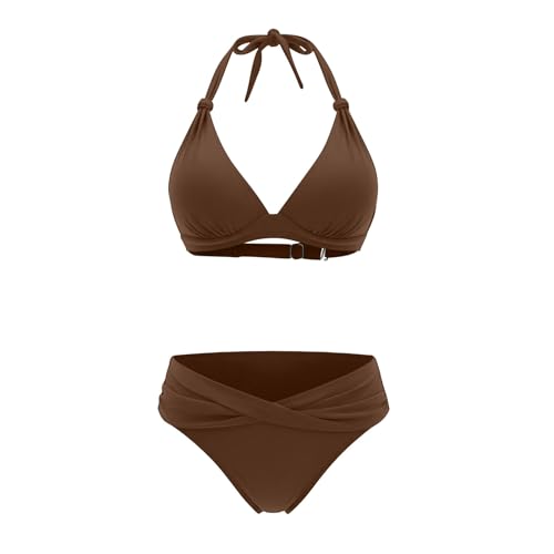 Bikini contrôle du ventre à effet push-up et taille haute gainante imprimé rétro