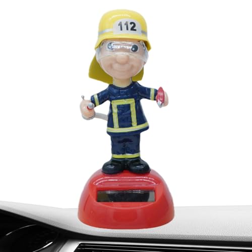 Figurines solaires dansantes, Pompier oscillant solaire, Figurines à énergie solaire, Décoration solaire dansante, Nouveautés figurines solaires, Décoration solaire de bureau, Figure solaire pompier,