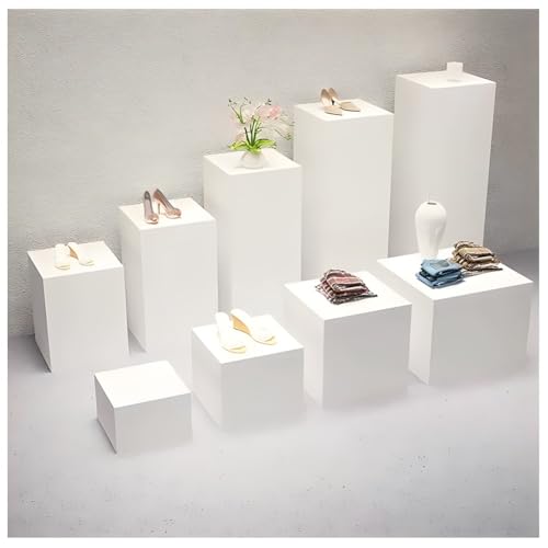 Présentoir de boutique de mariage : piédestal cubique blanc 40x40x60 cm pour événement
