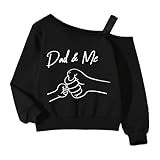 Asbabiy Langärmeliges Sweatshirt für Mädchen im Frühjahr/Herbst, schulterfrei, Buchstaben-Grafik, lässiges Oberteil, Rippstrickbündchen und Saum, Schwarz, 12 Jahre