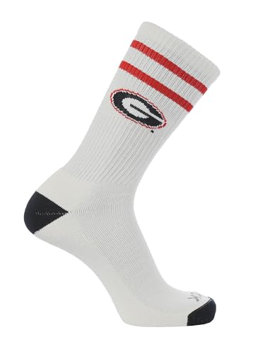 TCK Georgia Bulldogs Socks Vintage Soft Cotton Sock with Stripes NCAA Licensed | Red & Black University of Georgia | College Fan Gameday Apparel for Men & Women | Mens & Womens (Large)