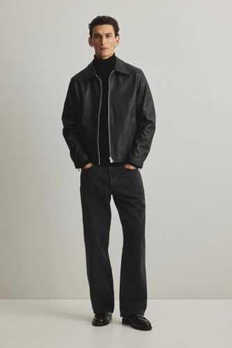 Image of Men's Black Jacket || Lightweight Outwear Jacket Biker Jacket for Man | Collared Zip-Up Classic Style