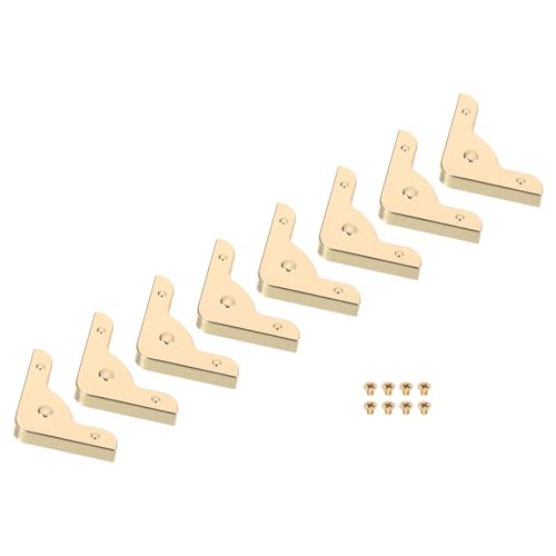 uxcell 8 Pcs Purse Corner, Corner Protector Decorative Buckle Handbags Leather Clip Edges Handbag Hollow Corner for DIY Craft Bag Making, Brass