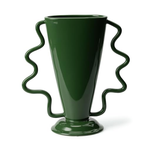 Image of Wild Works Green Rotary Vase Medieval Flower Vessel Living Room Entrance Personalized Simple Wabi Sabi Decorative Ornament Ceramic Ornament