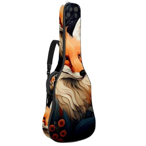 Sac pour guitare acoustique 40-42 pouces étanche avec motif renard et grand compartiment