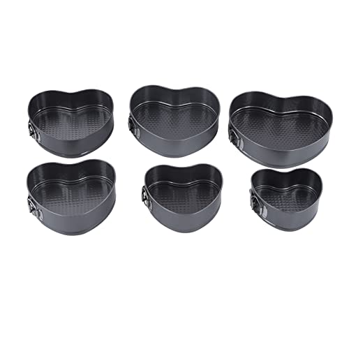 6 Pcs Heart Shape Nonstick Springform Baking Pan Cake Baking Pan Set Metal Stainless Steel Cake Pan Suitable for making all kinds of cakes, such as cheesecake, mousse cake