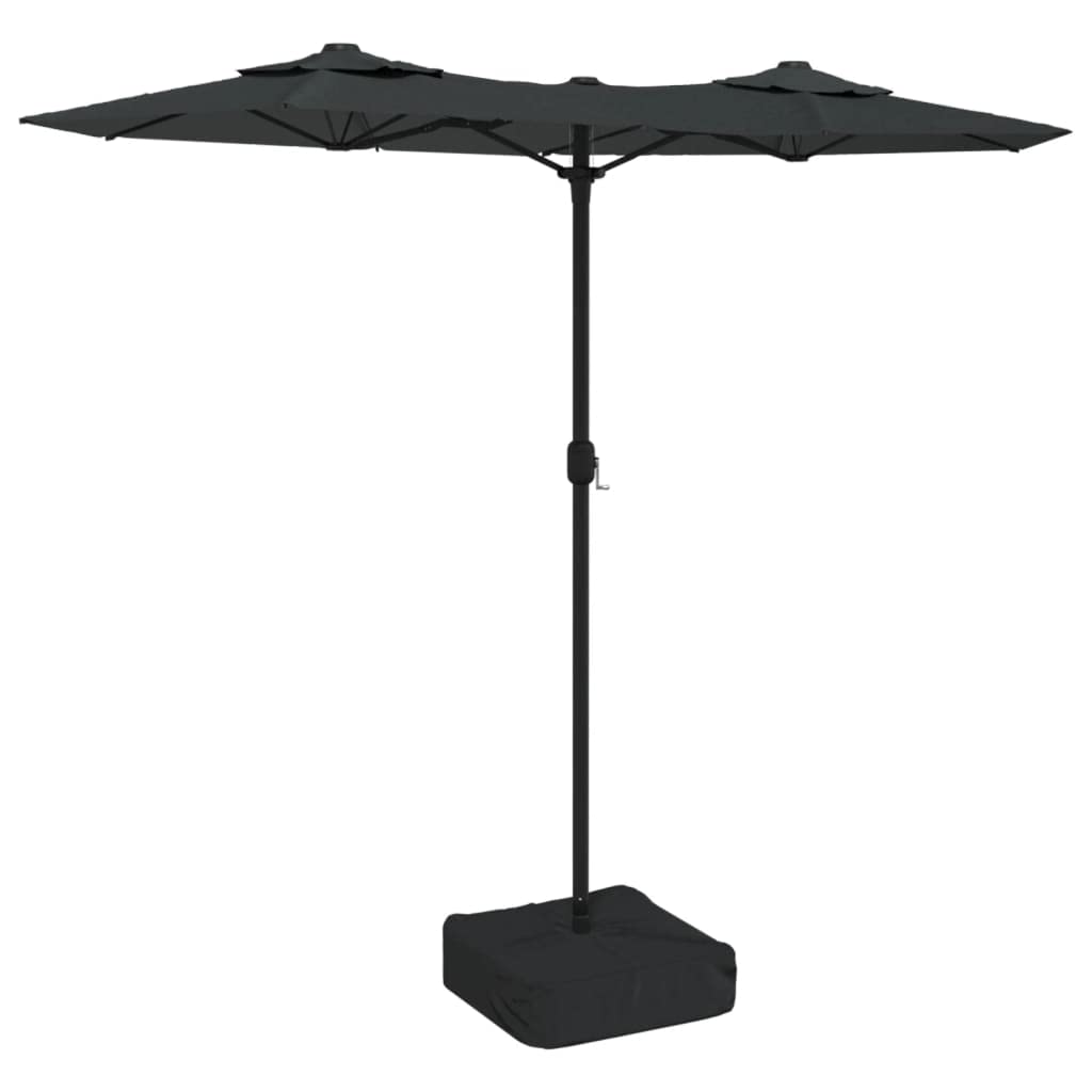 Podwójny parasol ogrodowy szary antracyt 316x145 cm